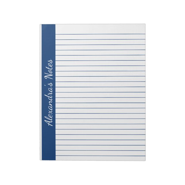 Elegant Navy 8.5x11 Letter Size Verlassen Vertikal Notizblock (Rotiert)