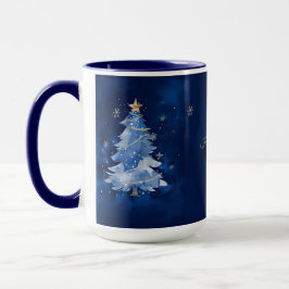 Elegant Navy and Gold Christmas Tree Personalized  Tasse