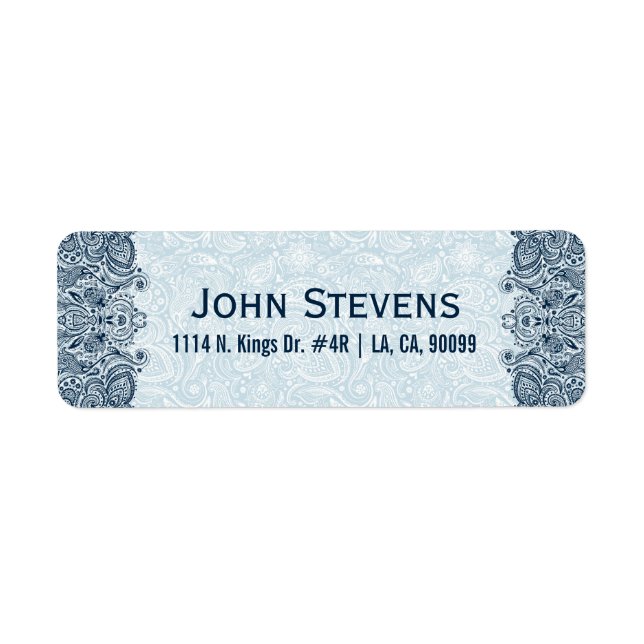 Elegant Navy & Baby Blue Floral Paisley Lace (Vorne)