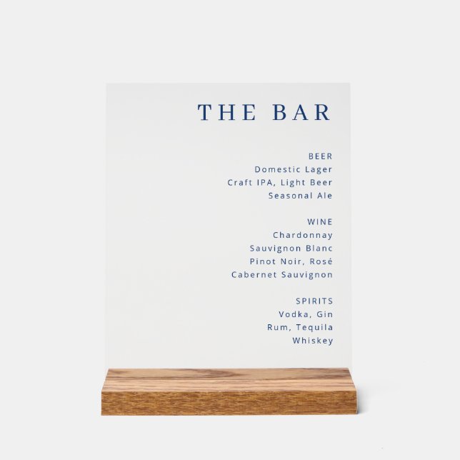 Elegant Navy Beverage Guide (Recto)