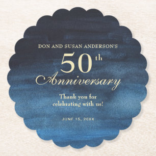 Elegant Navy Blue 50. Hochzeitstag Untersetzer