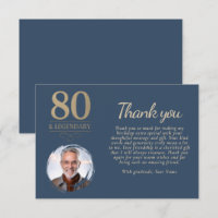 Elegant Navy Blue 80 & Legendary Birthday Foto