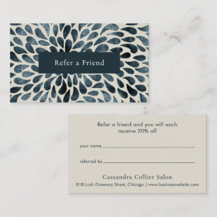 Elegant Navy Blue Abstrakt Modern Empfehlungskarte