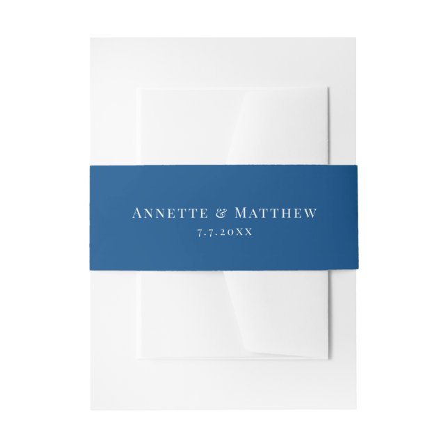 Elegant Navy Blue All Caps Hochzeit Einladungsbanderole (Vorderseite Beispiel)