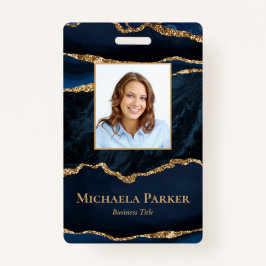 Elegant Navy Blue and Gold Agate Ausweis