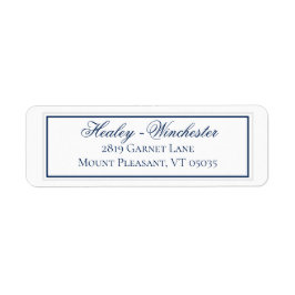 Elegant Navy Blue and White Wedding Address Label
