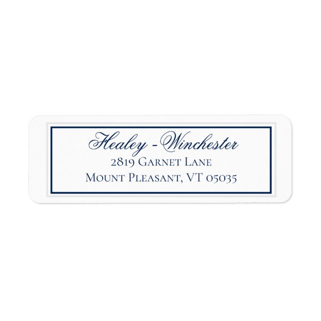 Elegant Navy Blue and White Wedding Address Label (Vorne)