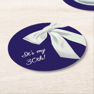 Elegant Navy Blue Birthday Paper Untersetzer