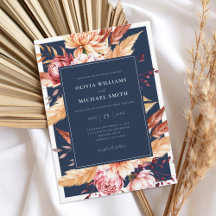 Elegant Navy Blue Boho Chic Floral Wedding
