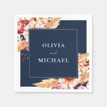 Elegant Navy Blue Boho Chic Floral Wedding
