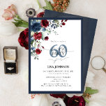Elegant Navy Blue Burgundy Floral 60. Geburtstag Einladung<br><div class="desc">Mit dieser wunderschönen Elegant Navy Blue Burgundy Floral zum 60. Geburtstag laden wir Sie zum 60. Geburtstag ein! Mit einem exquisiten Bouquet mit blauen und bordeauxfarbenen Blume und botanischem Grün ist diese luxuriöse Karte der ideale Set für Ihre Feier. Die elegante Kalligrafie mit Schreibschrift bietet Eleganz und Modernität, wenn Sie...</div>
