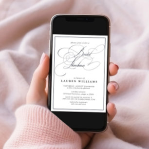 Elegant Navy Blue Calligraphy Bridal Luncheon Einladung