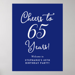 Elegant Navy Blue Cheers bis 65 Jahre 65. Geburtst Poster