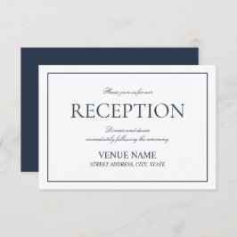 Elegant Navy Blue Classic Script Empfang Begleitkarte