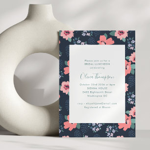 Elegant Navy Blue Country Floral Bridal Luncheon Einladung