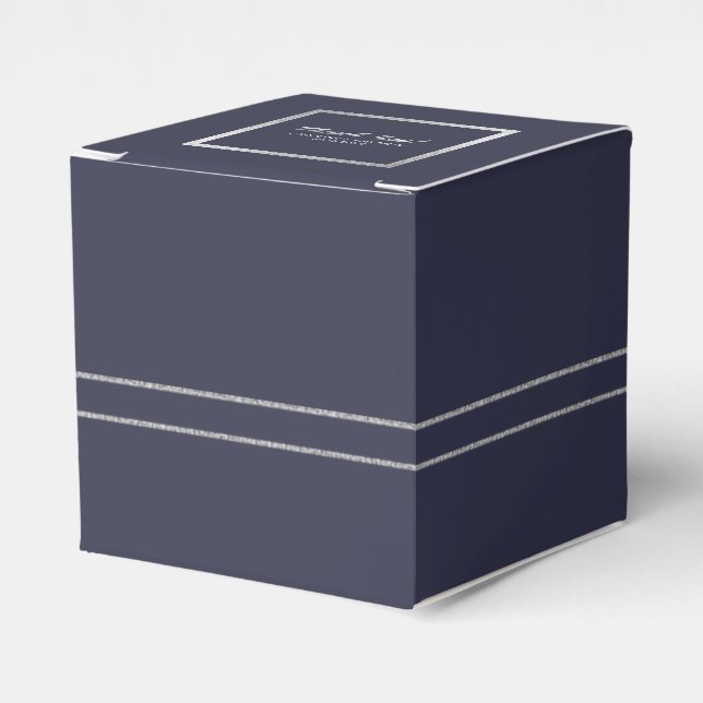 Elegant Navy Blue | Felder für die Silber-Gastgesc Geschenkschachtel (Vorderseite)