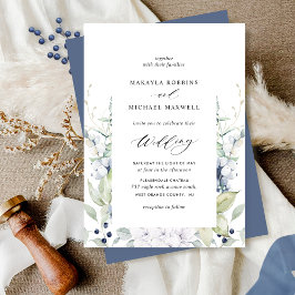 Elegant Navy Blue Floral and Greenerity Wedding In Einladung