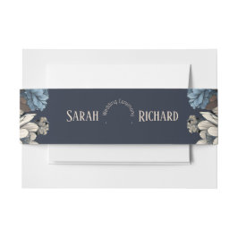 Elegant Navy Blue Floral Rustic Wildflower Wedding Einladungsbanderole