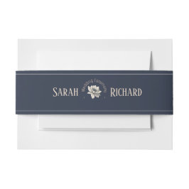 Elegant Navy Blue Floral Rustic Wildflower Wedding Einladungsbanderole