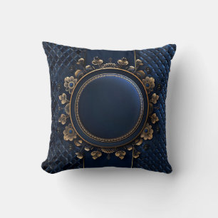 Elegant Navy Blue Floral Tufted Kissen