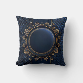 Elegant Navy Blue Floral Tufted Kissen
