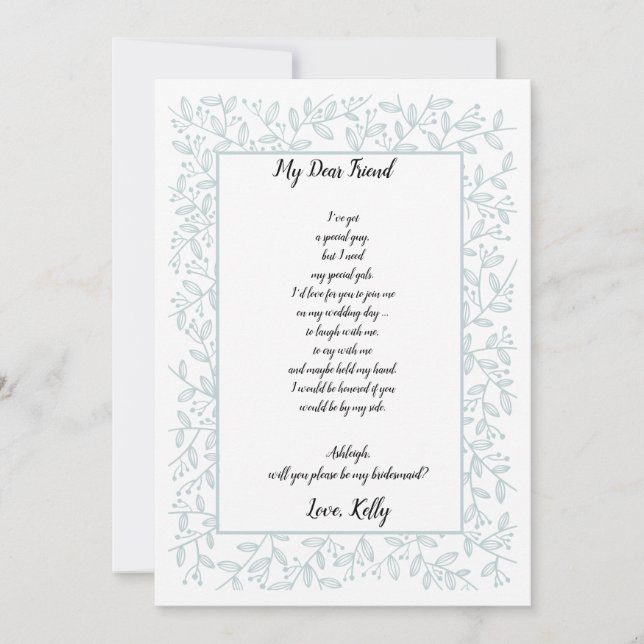 Elegant Navy Blue Floral wird meine Brautjungfrau  Einladung (Vorderseite)