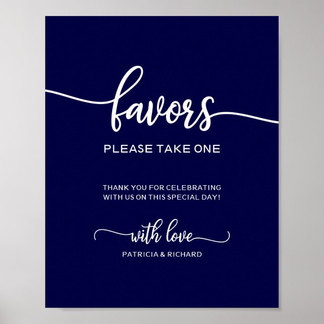Elegant Navy Blue Gastgeschenke Hochzeiten unterze Poster (Vorne)