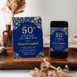 Elegant Navy Blue & Gold 50. Geburtstag Einladung<br><div class="desc">Lassen Sie Ihren Tag mit einer Touch Eleganz und unserem eleganten Navy Blue und Gold Geburtstagsempfang ausklingen. Mit goldenen Konfetti auf einem marineblauen Hintergrund ist es die perfekte Wahl,  um den Ton für Ihre Feier Set. Passen Sie die Details an und lassen Sie Ihre Veranstaltung glänzen. Bestelle noch heute!</div>