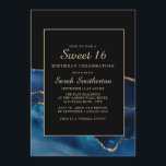 Elegant Navy Blue Gold Agate Marmor Sweet 16 Einladung<br><div class="desc">Elegante und stilvolle marineblau und goldgelb agate/marmor Teenager Mädchen's Sweet 16 Geburtstagsfeier Einladung. Text ist anpassbar,  also machen Sie es zu Ihrem eigenen. Kontaktieren Sie uns für Hilfe bei der Anpassung oder um passende Produkte anzufordern.</div>