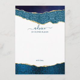 Elegant Navy Blue & Gold Agate Wedding Hinweiskarte