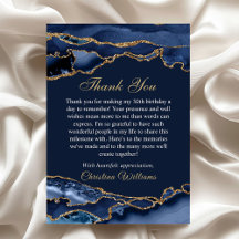 Elegant Navy Blue & Gold Birthday Party Thank you