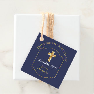 Elegant Navy Blue Gold Boys Bestätigung Vielen Dan Geschenkanhänger