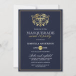 Elegant Navy Blue & Gold Masquerade Sweet 16 Party Magneteinladung<br><div class="desc">Elegante Navy Blue & Gold Masquerade Sweet 16 Party Magnetic Einladungen. Mit einer goldenen Folienmaske aus Imitaten oben vor einem marineblau-blauen Hintergrund. Perfekt für eine moderne und dennoch schicke,  süße 16 Geburtstagsparty!</div>