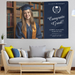 Elegant Navy Blue Herzlichen Glückwunsch Graduate  Banner