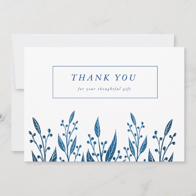 Elegant Navy Blue Imitate Folie Grün Hochzeit Dankeskarte (Vorderseite)
