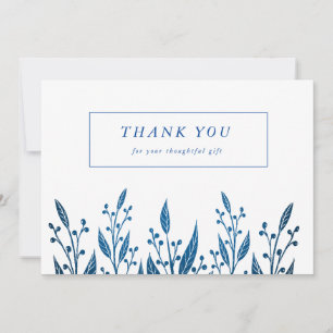 Elegant Navy Blue Imitate Folie Grün Hochzeit Dankeskarte