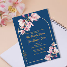 Elegant Navy Blue Magnolia Floral Wedding