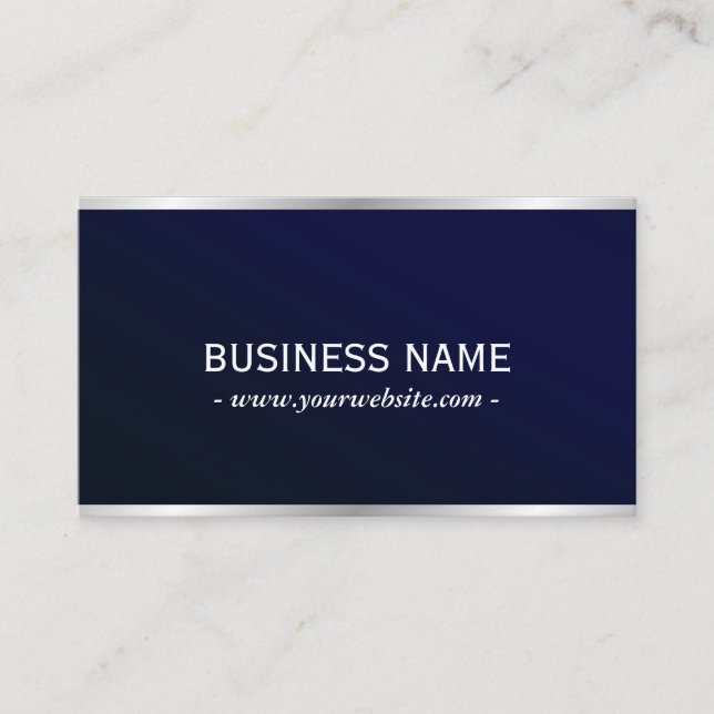 Elegant Navy Blue Metallic Beruflich Visitenkarte (Vorderseite)