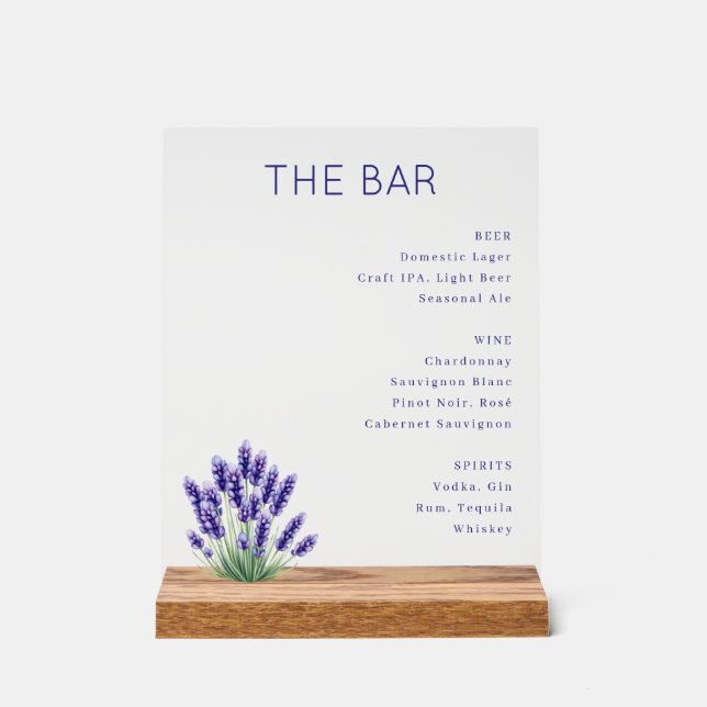 Elegant Navy Blue Minimalist Bar Menu Acrylschild (Vorderseite)