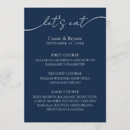 Elegant Navy Blue Modern Script Menu Mariage