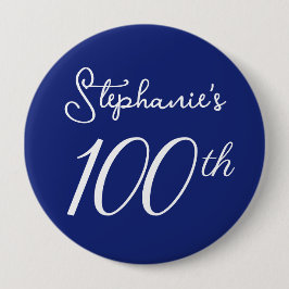 Elegant Navy Blue Monogram 100. Geburtstagsparty Button