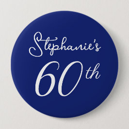 Elegant Navy Blue Monogram 60. Geburtstagsparty Button