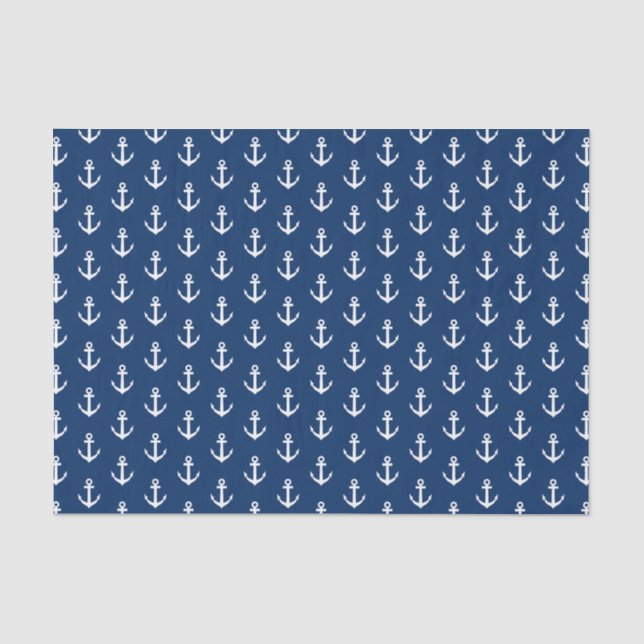 Elegant navy blue nautical anchor gift filler seidenpapier (Vorderseite)