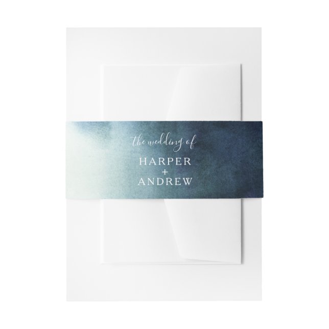Elegant Navy Blue Ombre Wedding Einladungsbanderole (Vorderseite Beispiel)