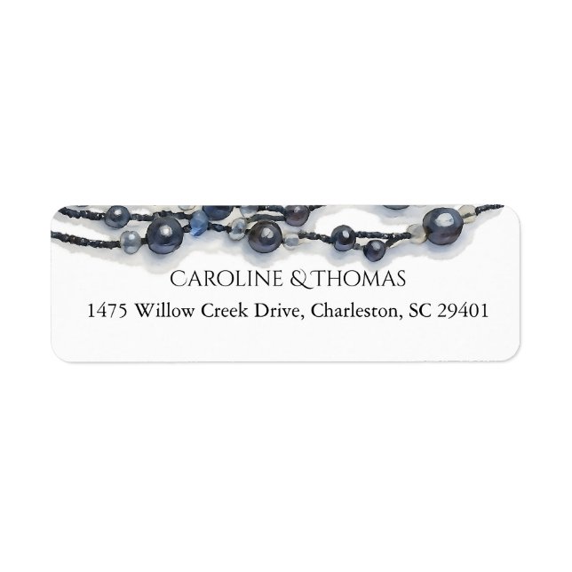 Elegant Navy Blue Pearl Watercolor Modern Wedding  (Vorne)