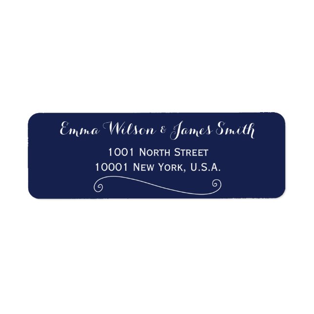 Elegant Navy Blue Personalisiert Address Labels (Vorne)