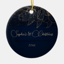 Elegant Navy Blue Personalisiert First Christmas