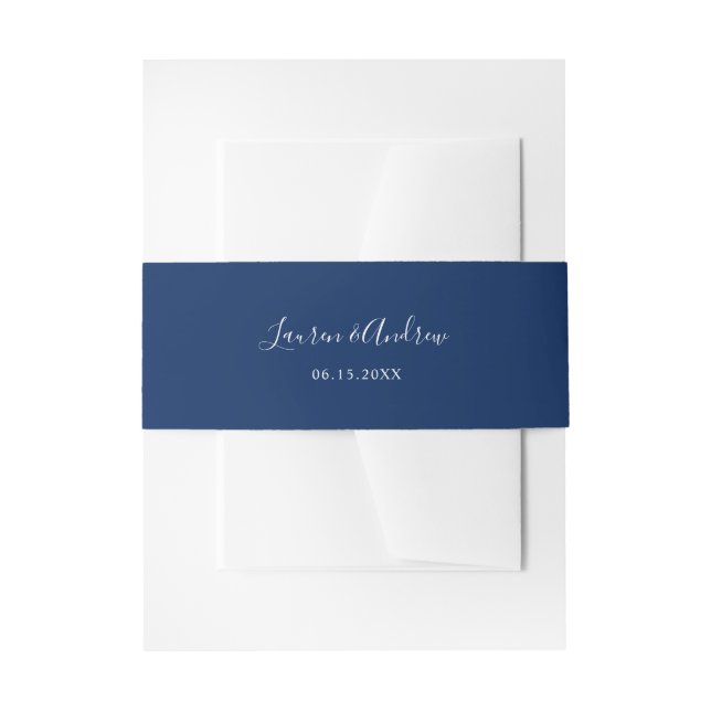 Elegant Navy Blue Personalisiert Wedding Einladungsbanderole (Vorderseite Beispiel)