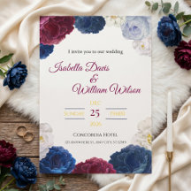 Elegant Navy Blue & Red Floral Frame