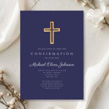 Elegant Navy Blue Religious Cross Boy Bestätigung